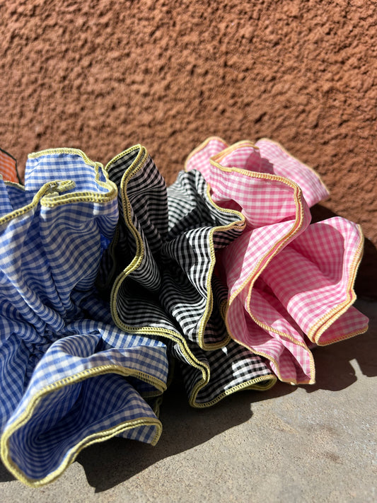 HUGE Gingham Frill Scrunchies ~ 6 colours to choose from