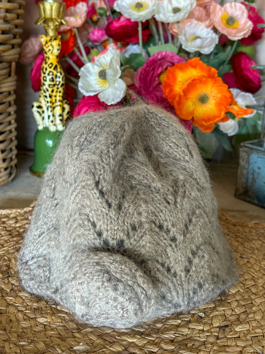 Winter Woolies- Grey Wool Beanie with Rosette