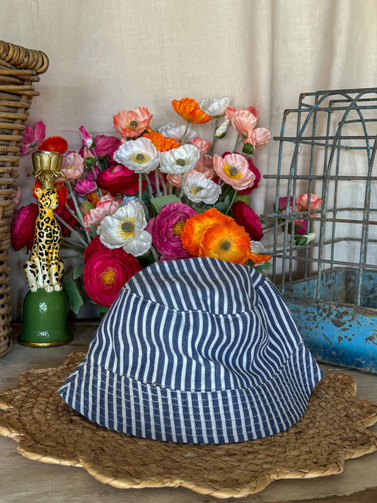 Kids Hats- Blue and White Stripe Bucket Hat