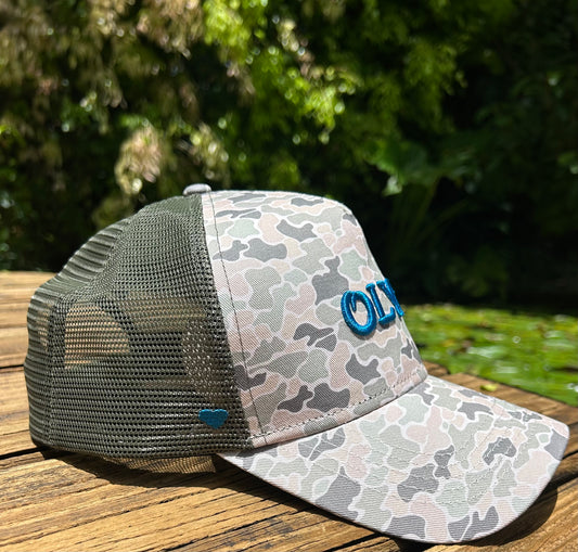 “Blue/Green Camo” Mesh Trucker Cap