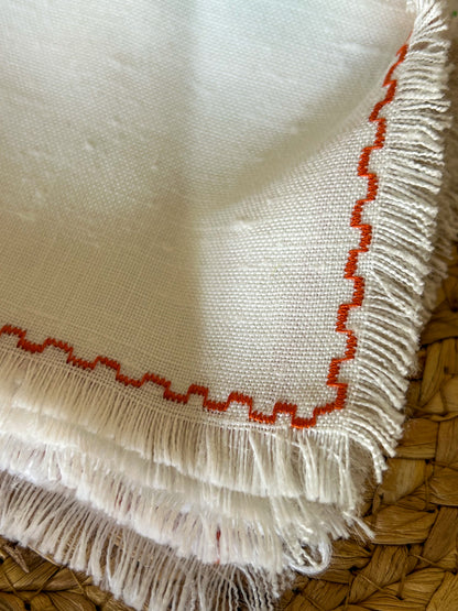 Napkins set of 4 ~ Coloured edge detail