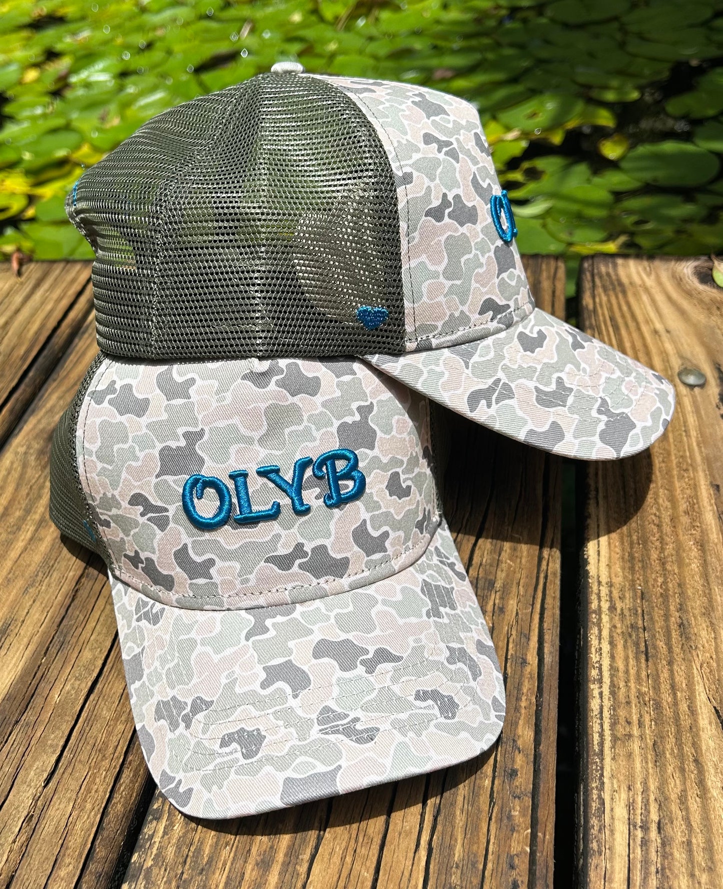 “Blue/Green Camo” Mesh Trucker Cap