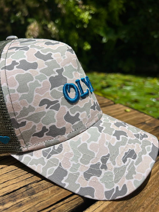 “Blue/Green Camo” Mesh Trucker Cap