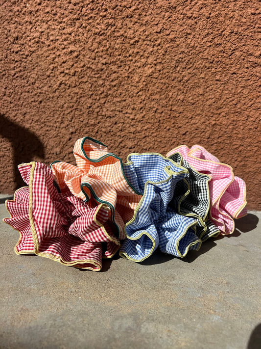 HUGE Gingham Frill Scrunchies ~ 6 colours to choose from