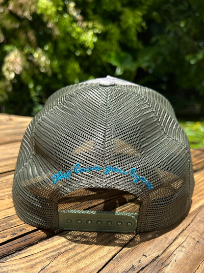 “Blue/Green Camo” Mesh Trucker Cap
