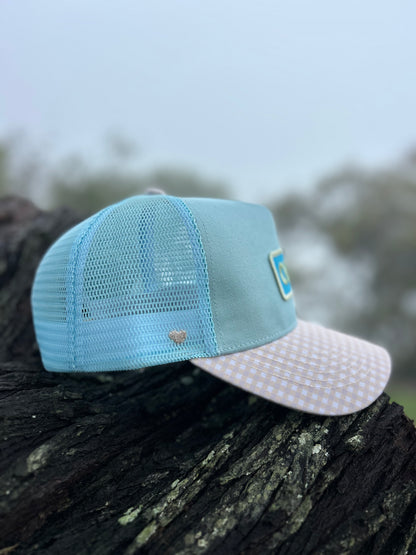 Bubblegum Gingham Trucker Cap-Last Restock 🌟